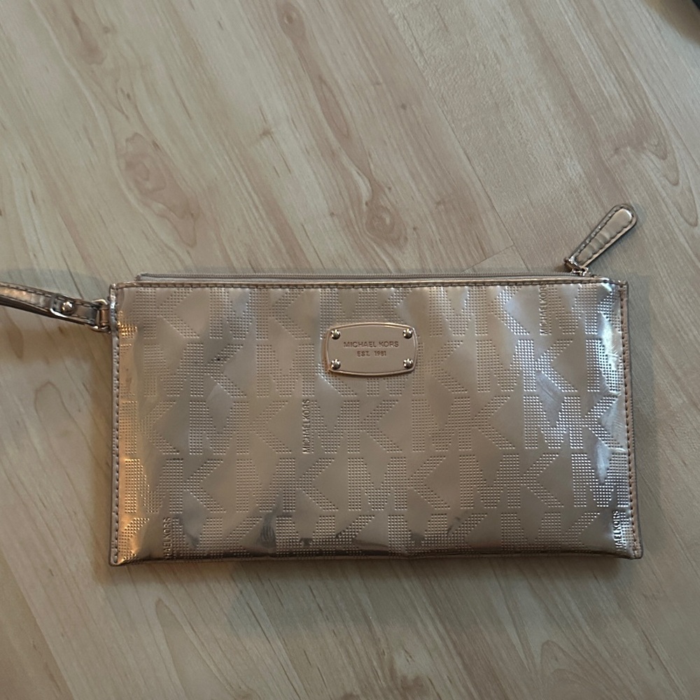 Michael Kors Metallic Beige Wristlet